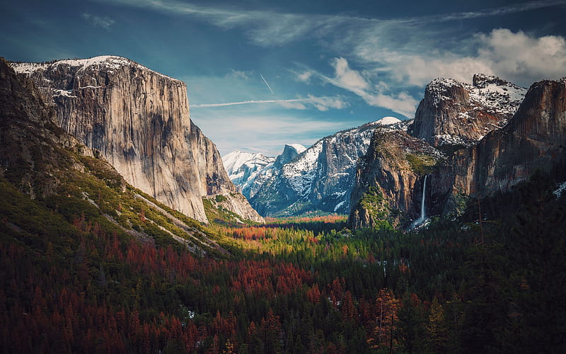 Yosemite Valley, USA, autumn, forest, mountains, Yosemite National Park, Sierra Nevada America, HD wallpaper