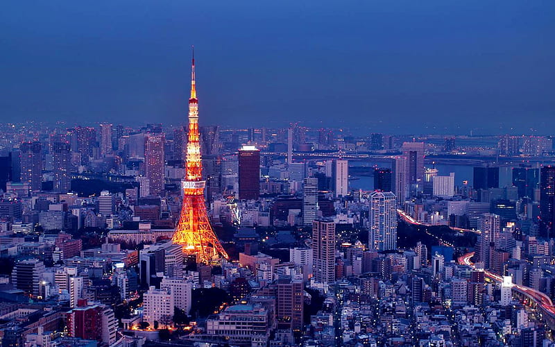 tokyo-skyline, architecture, city, japan, skyscrapers, HD wallpaper