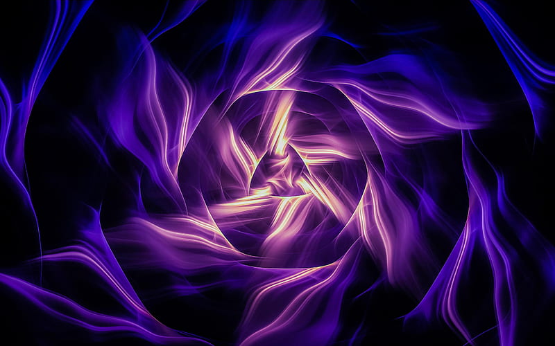 fractals, violet background, artwork, 3d art, vortex, abstract waves, creative, fractal art, HD wallpaper