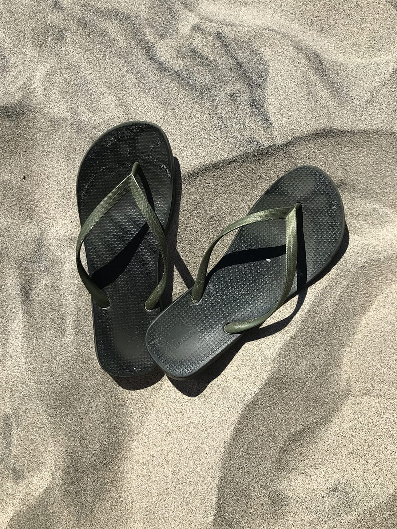 Sandy Flip Flops, summer, sand, flip flops, beach, HD phone wallpaper