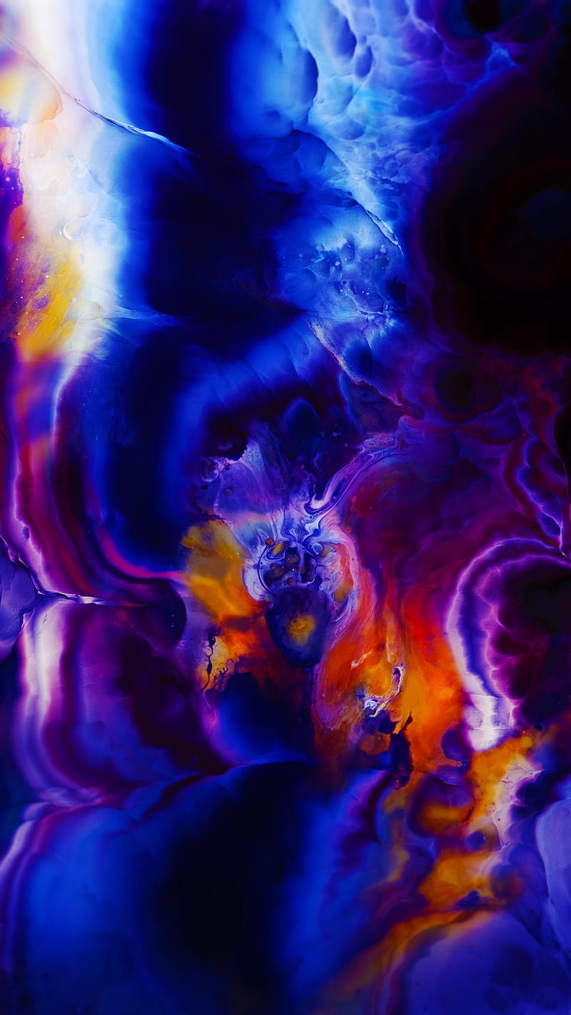 Colorful nebula, abstract, art, blue, cosmic, fluid, orange, pink, simulation, universe, HD phone wallpaper