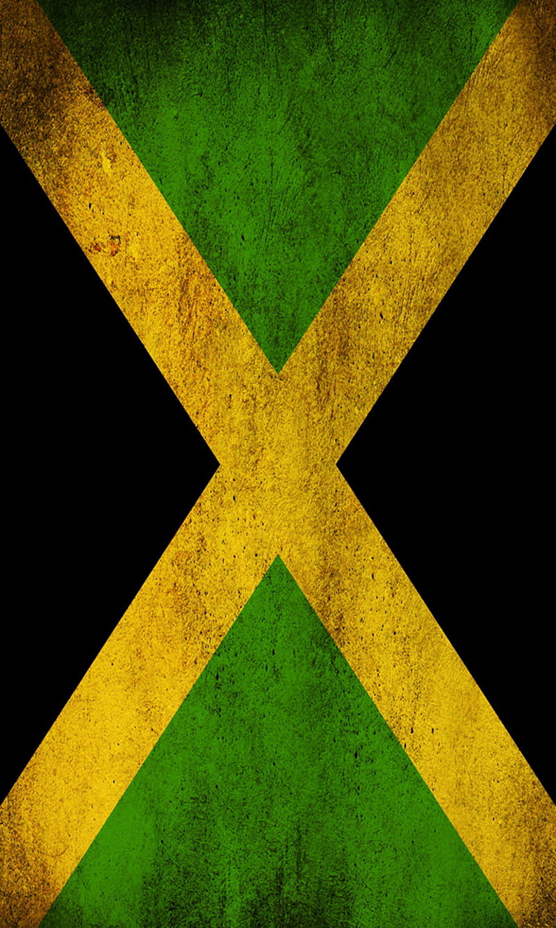 Flag of Jamaica, black, country, flag, green, jamaica, nation, yellow, HD phone wallpaper