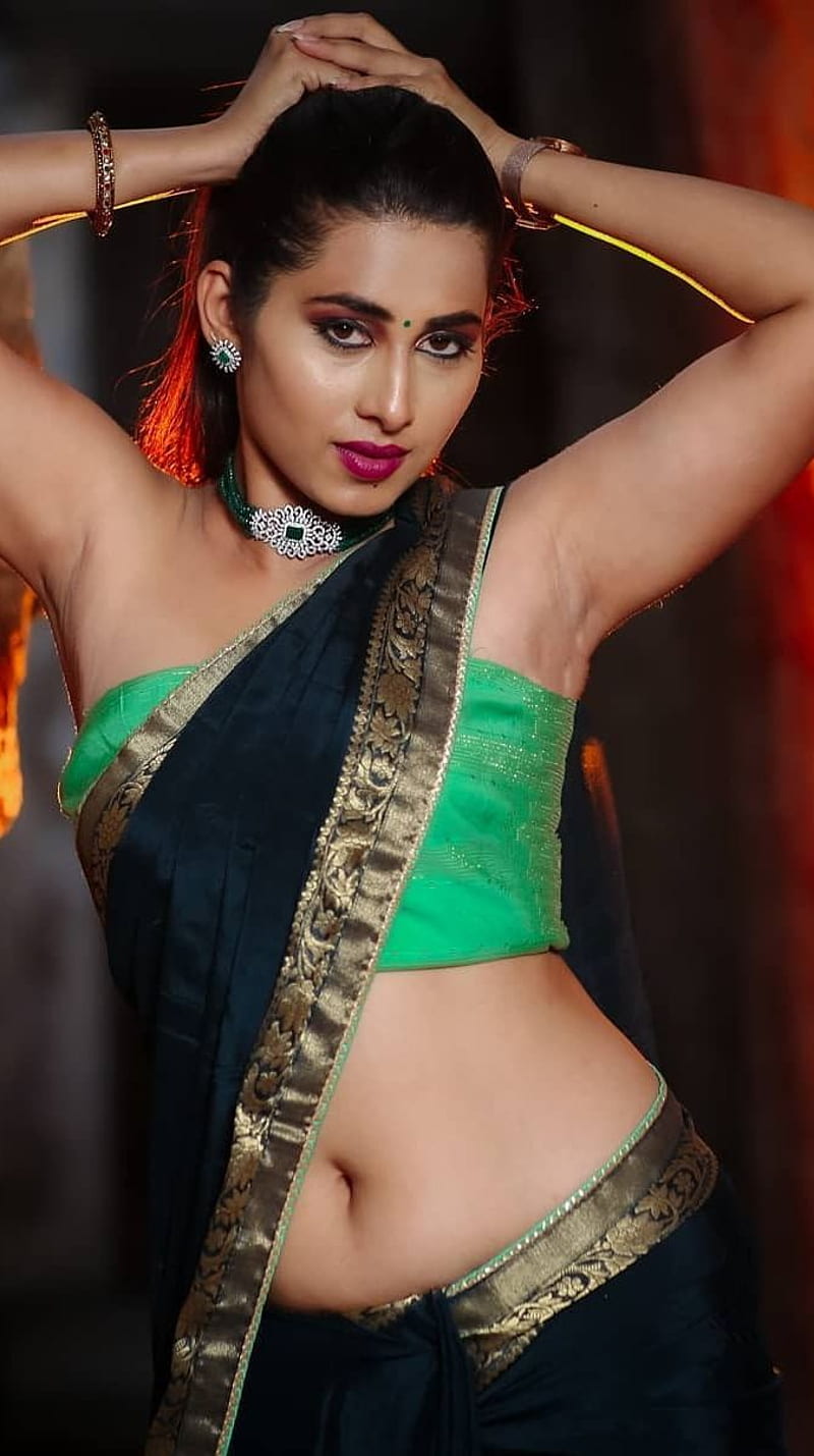 Priya Hegde , model, saree lover, navel show, HD phone wallpaper