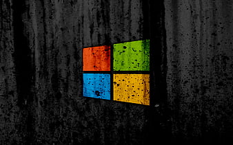 Windows 8 creative, grunge, black backgroud, logo, Windows 8 logo, Microsoft, HD wallpaper