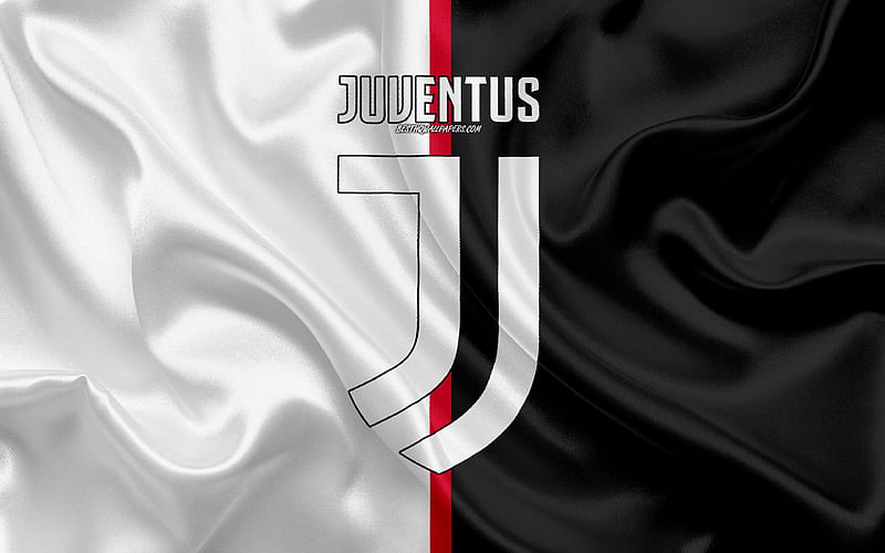 Juventus FC, Italian football club, new 2019 kit, Juventus logo, silk texture, Series A, Turin, Italy, emblem, HD wallpaper