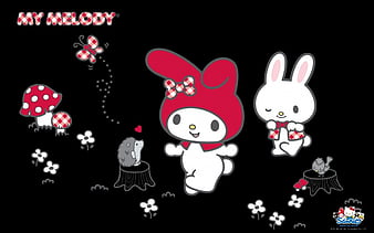 My Melody, Cute, Sanrio, kawaii, Black, Hello Kitty, Rabbit, HD wallpaper
