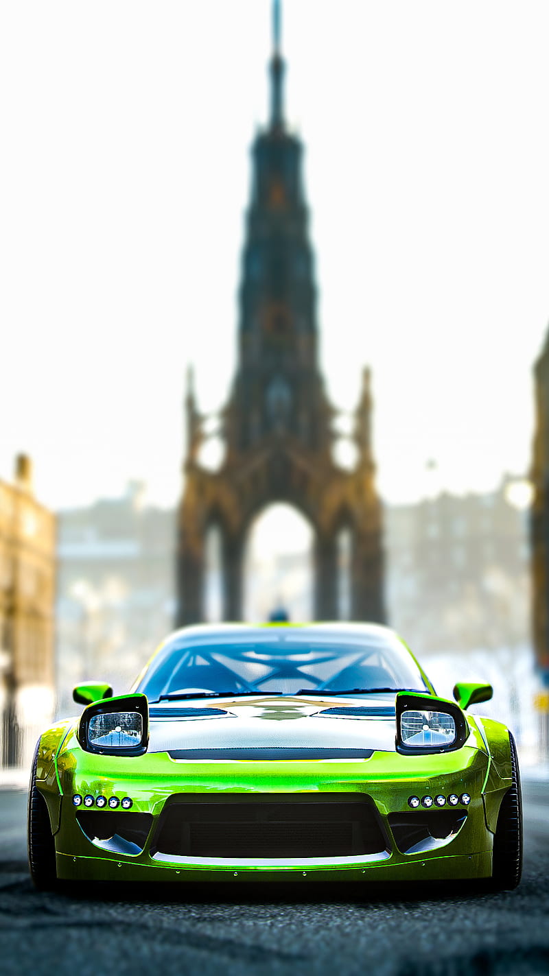 Mazda Rx7, car, cool, game, green, japanese, jdm, race, underground, videogames, xbox, HD phone wallpaper