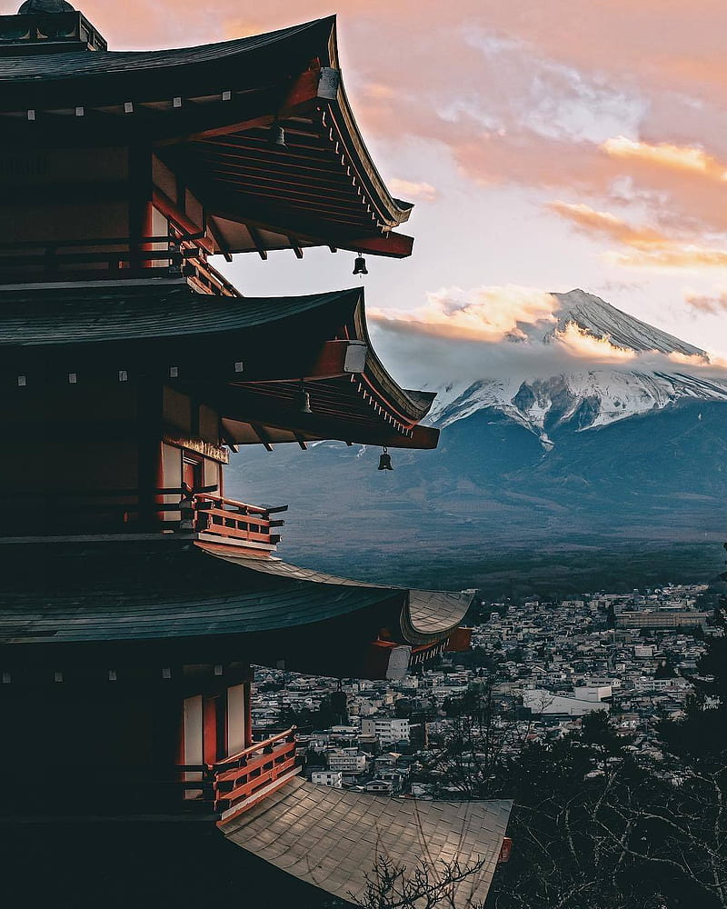 Fuji mountain, japan, shrine, zash, zee, HD phone wallpaper
