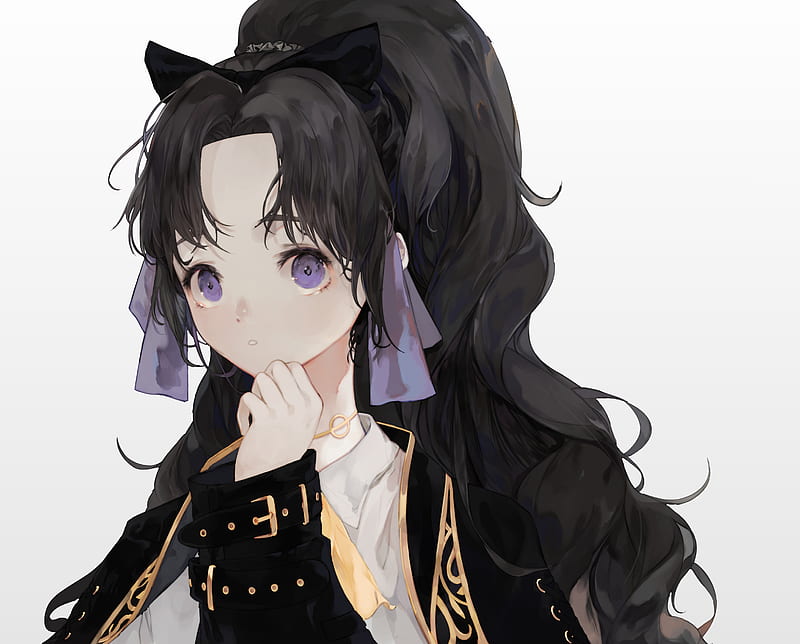 Chinese Dress Instrument Black Hair Purple Eyes Anime Hd Wallpaper Wallpape...