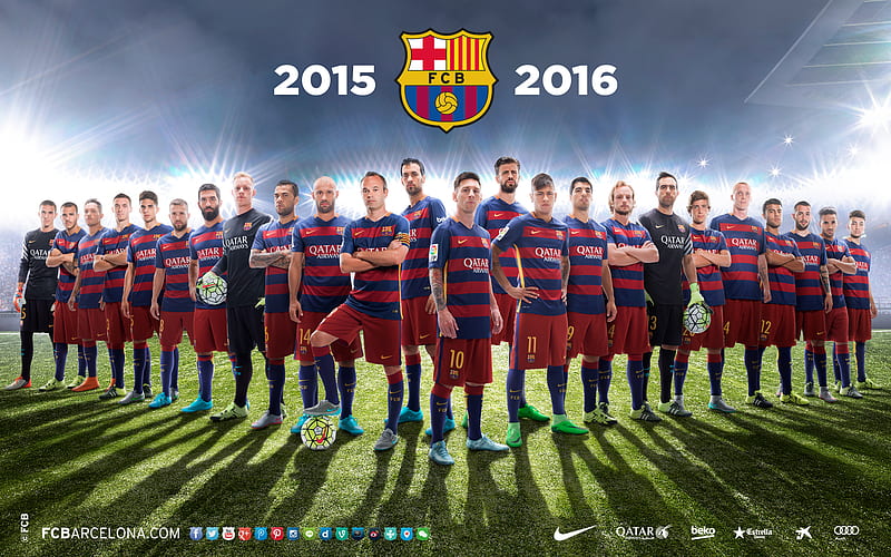 FC Barcelona Team 2016, soccer, esports, football, fc-barcelona, fcb, fc-barcelona-team, HD wallpaper