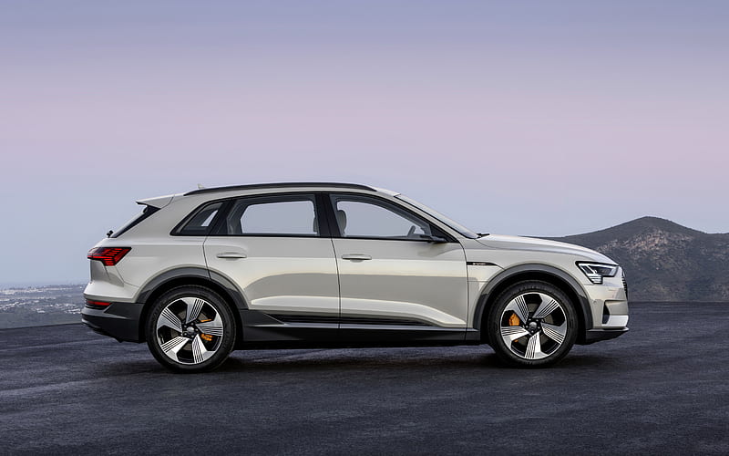 Audi E-Tron, 2019, side view, electric crossover, new white E-Tron, German electric cars, Audi, HD wallpaper