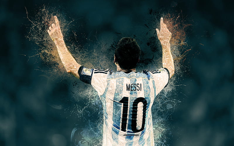 Lionel Messi, art Argentina national football team, paint art, grunge, Argentinian footballer, creative art, football, HD wallpaper
