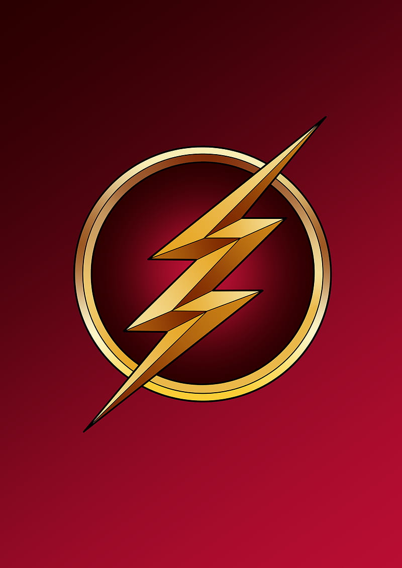 Flash Logo Red, art, barry allen, comics, lightning bolt, yellow, HD phone wallpaper