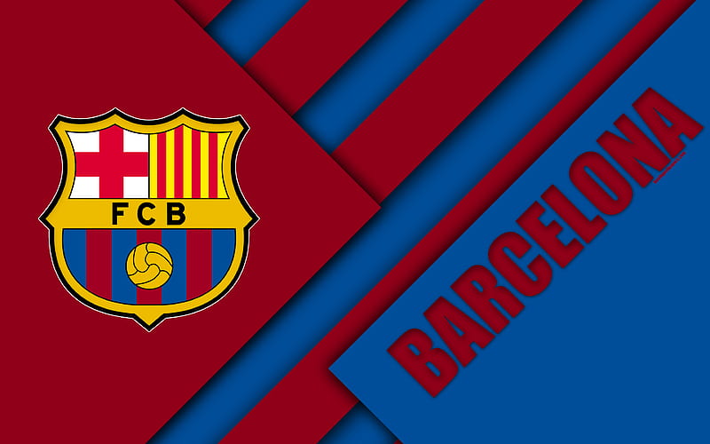 FC Barcelona Spanish football club, Barcelona logo, material design, blue burgundy abstraction, football, La Liga, Barcelona, Spain, HD wallpaper