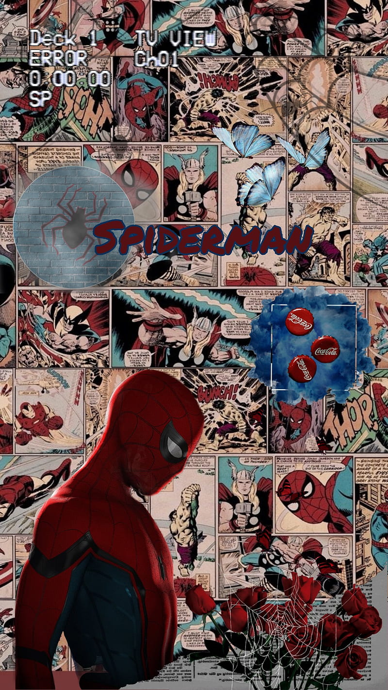 Spiderman , aesthetic, blue, comic, hero, marvel, peter parker, red, spider, HD phone wallpaper