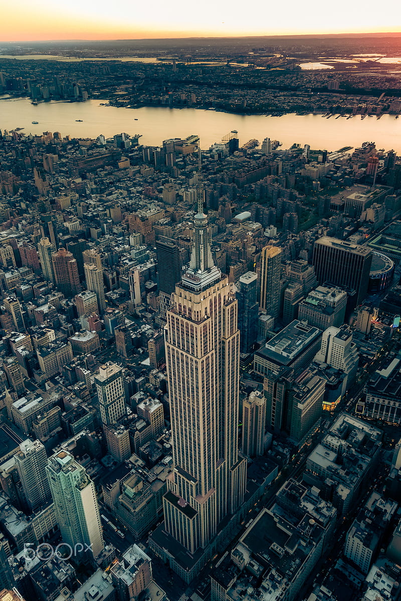 New York City, cityscape, aerial view, bird's eye view, building, architecture, Empire State Building, HD phone wallpaper