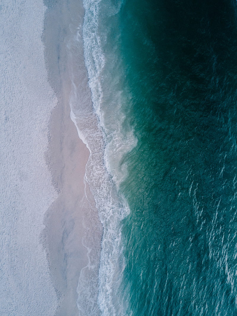 sea, beach, aerial view, wave, surf, HD phone wallpaper