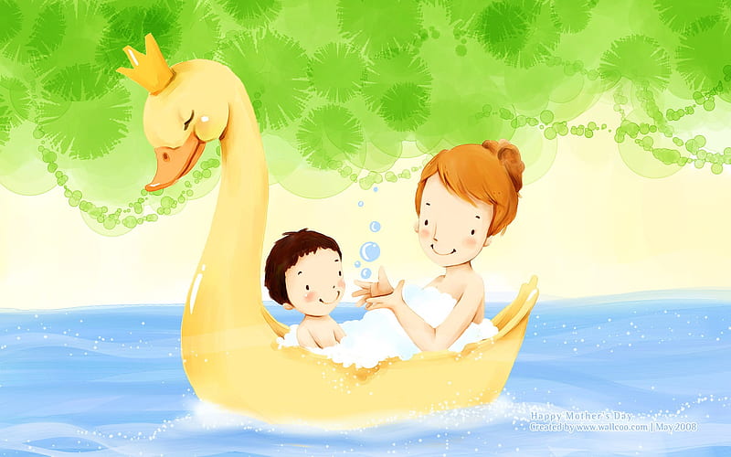 Lovely Art illustration for Mothers day - Mother and daughter, HD wallpaper