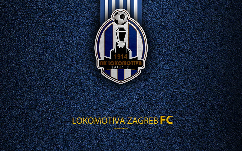 Lokomotiva Zagreb emblem, HNL, Zagreb, Croatia, logo, football, Lokomotiva FC, leather texture, Croatian football club, Croatian Football Championship, T-Com Prva HNL, HD wallpaper