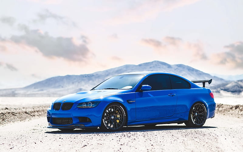 BMW M3, E92, Blue BMW, sport cars, tuning M3, HD wallpaper