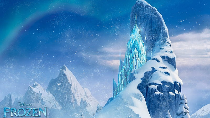 Ice castle, snow, mountains, ice, castle, frozen, winter, disney, HD wallpaper