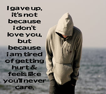 I Gave Up, alone, emo, heart, i love you, i miss you, lonely, love, sad, HD wallpaper