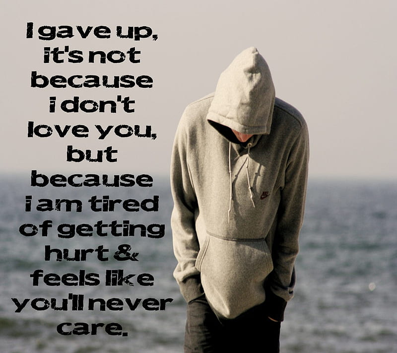 I Gave Up, alone, emo, heart, i love you, i miss you, lonely, love, sad, HD wallpaper