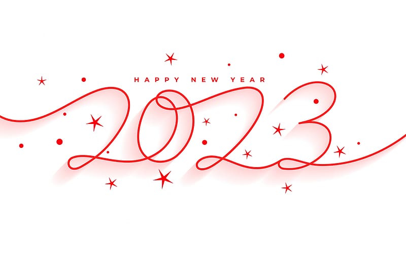 Happy New Year!, 2023, white, new year, red, card, HD wallpaper