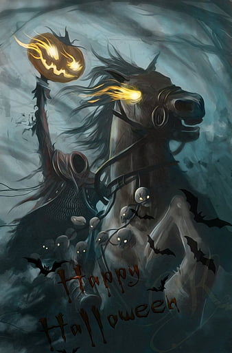 Headless Horseman 2, moon, rider, pumpkin head, story, trees, horse