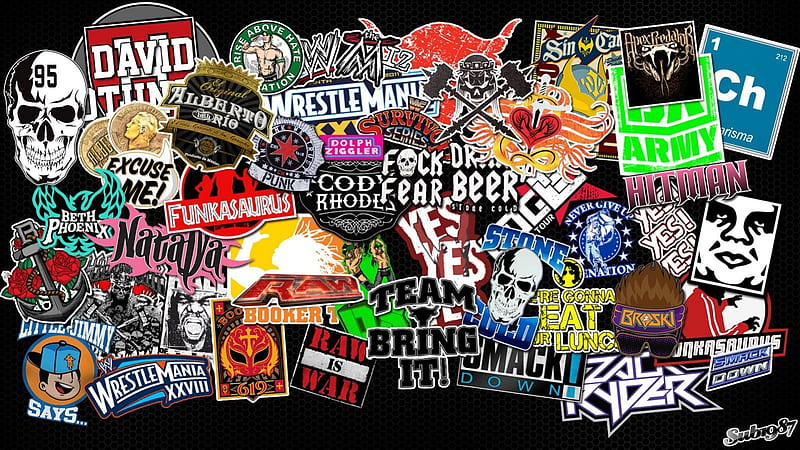 sticker logo's, logos, wrestling, stickers, wwe, HD wallpaper