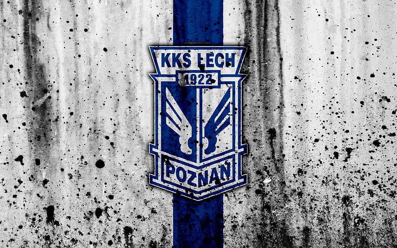 FC Lech Poznan grunge, Ekstraklasa, logo, football club, Poland, Lech Poznan, soccer, art, stone texture, Lech Poznan FC, HD wallpaper