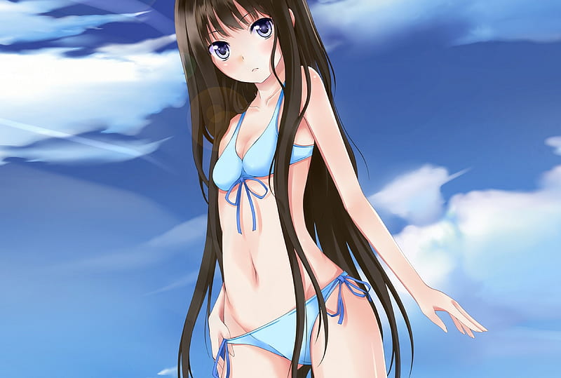 Anime Girl, cute, swimsuit, girl, nime, HD wallpaper