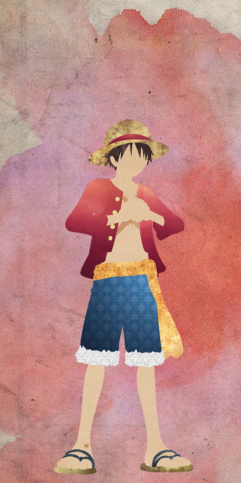 Luffy One piece, anime, luffy, monkey d luffy, one piece, red, watercolor, HD phone wallpaper
