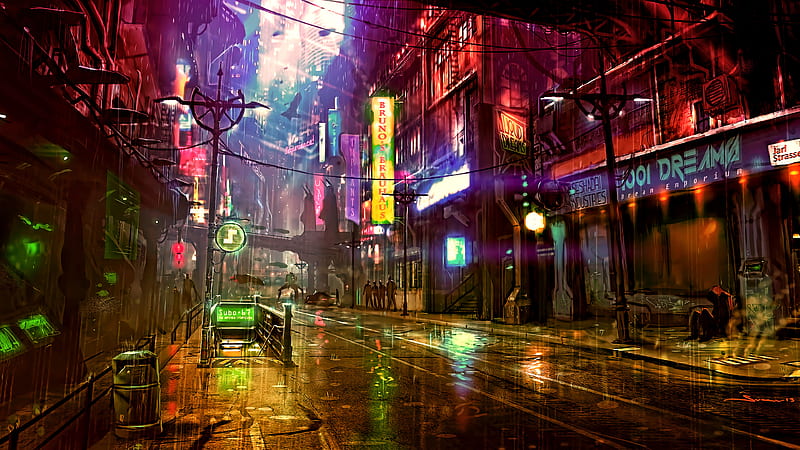 The neon-lit streets of a cyberpunk anime night city with this captivating  4K wallpaper generated ai 26481531 Stock Photo at Vecteezy