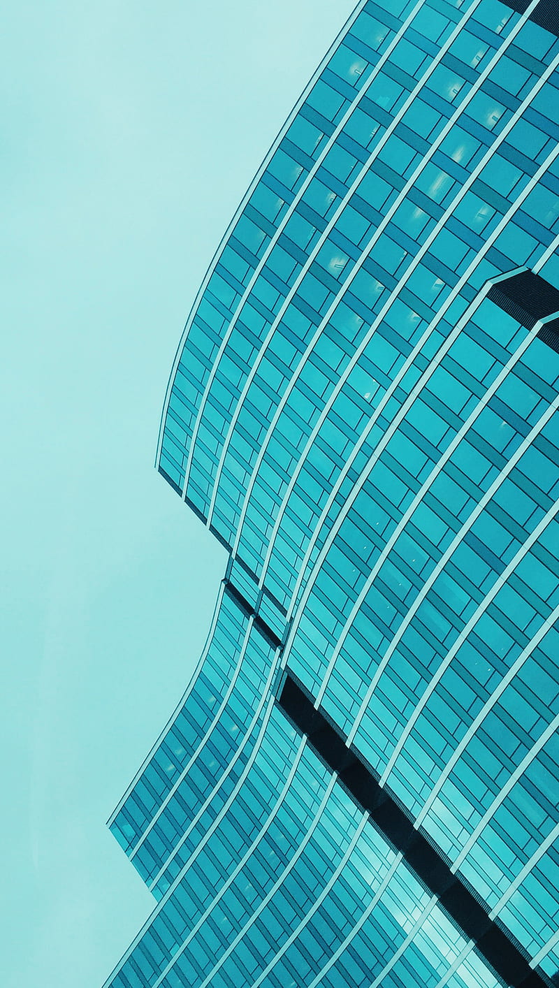 Fancy facade, architecture, blue, geometry, glass, lines, simple, HD phone wallpaper
