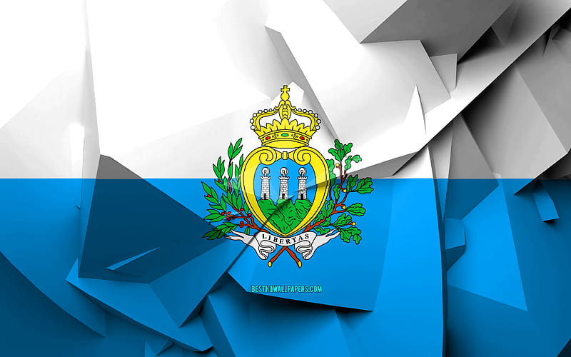 Flag of San Marino, geometric art, European countries, San Marino flag, creative, San Marino, Europe, San Marino 3D flag, national symbols, HD wallpaper