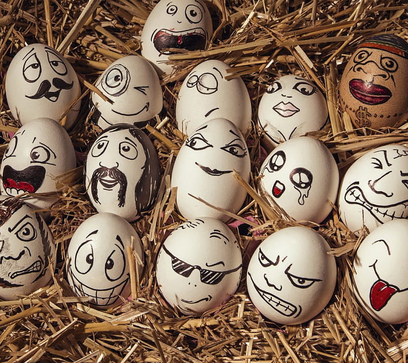 Funny Easter Eggs, draw, cute, faces, Easter, whimsical, pencil, eggs, HD wallpaper