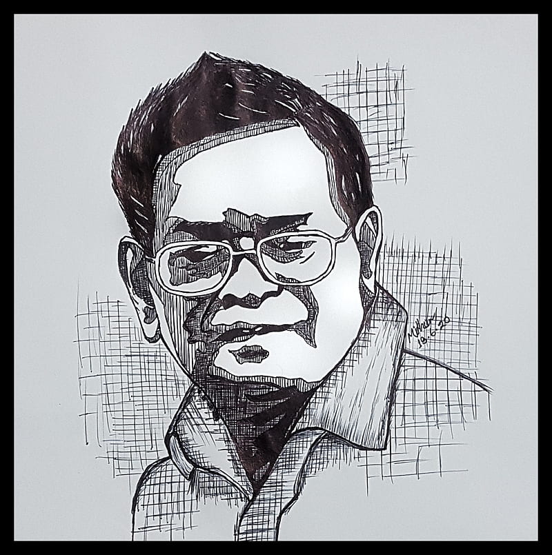 Humayun Ahmed, art, ballpoint pen, portrait, sketch, HD phone wallpaper