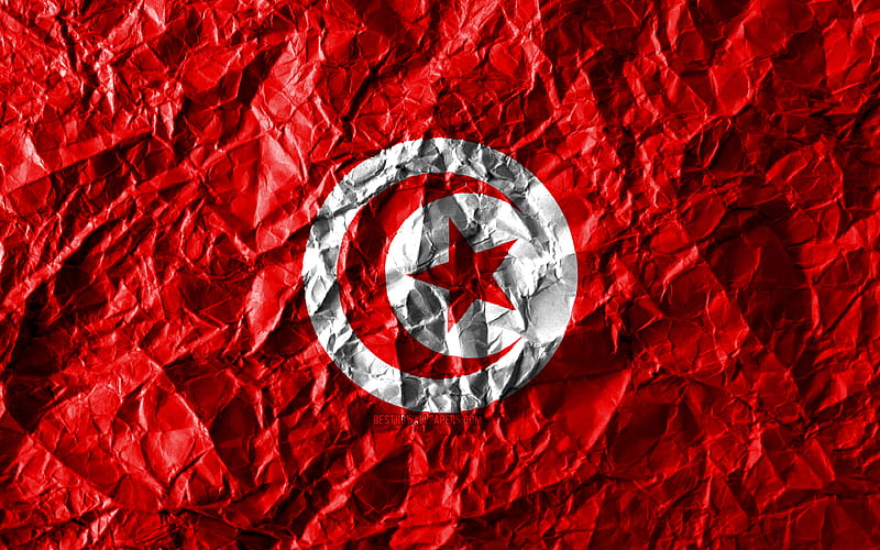 Tunisian flag crumpled paper, African countries, creative, Flag of Tunisia, national symbols, Africa, Tunisia 3D flag, Tunisia, HD wallpaper