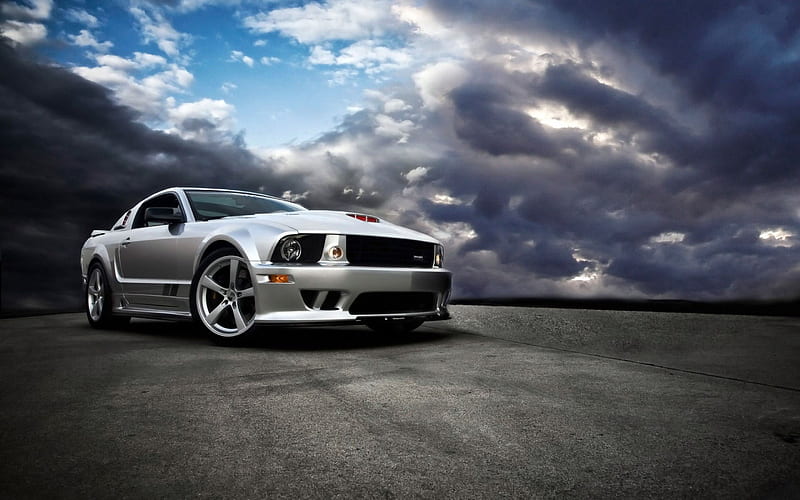Saleen Ford Mustang S281, saleen, custom, silver, 281, mustang, ford, car, s281, muscle car, fast, HD wallpaper