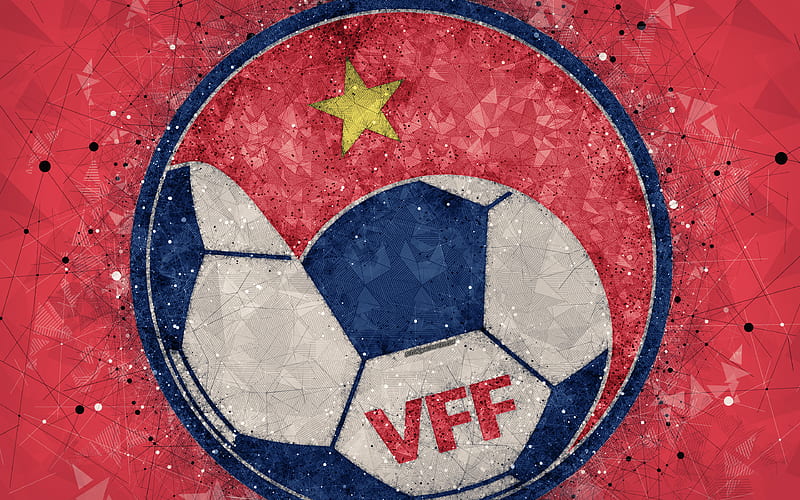 Vietnam national football team geometric art, logo, red abstract background, Asian Football Confederation, Asia, emblem, Vietnam, football, AFC, grunge style, creative art, HD wallpaper
