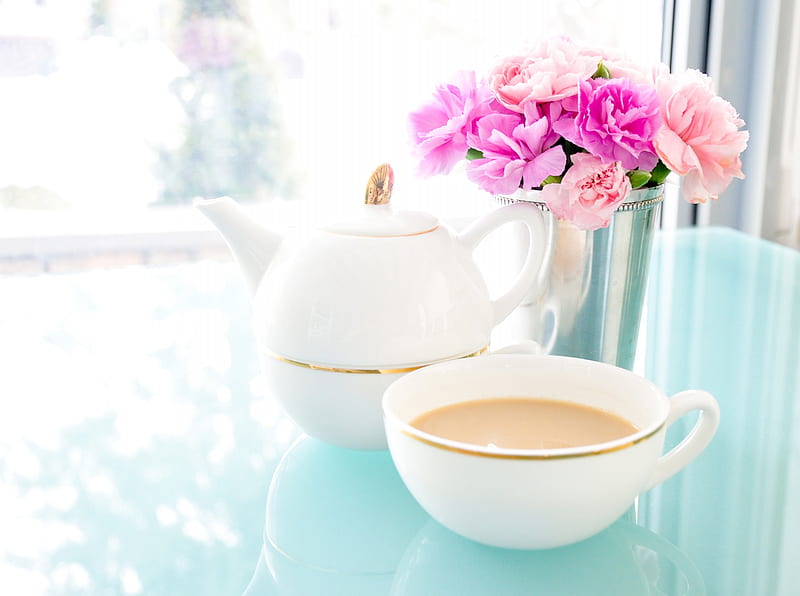 Tea Time, milk, tea, sugar, high, cup, noon, HD wallpaper