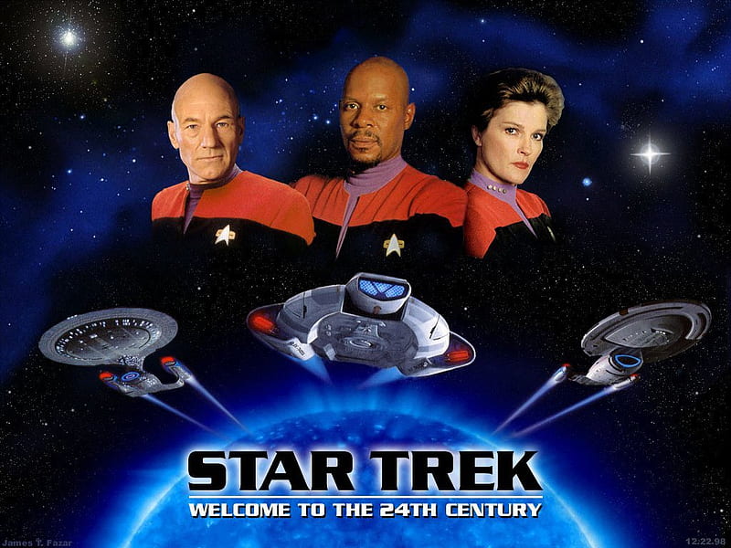 Star Trek, Three Captains, cast, star trek, space, science fiction, scifi, collage, enterprise, HD wallpaper