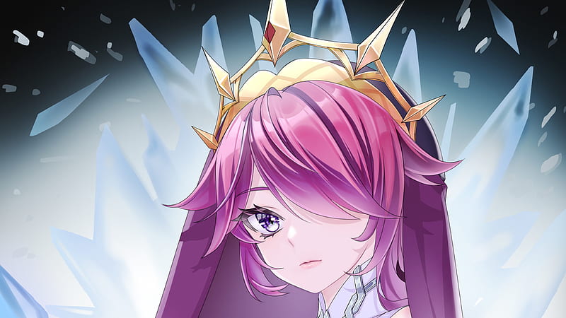 Purple Hair Rosaria Gold Crown Genshin Impact, HD wallpaper