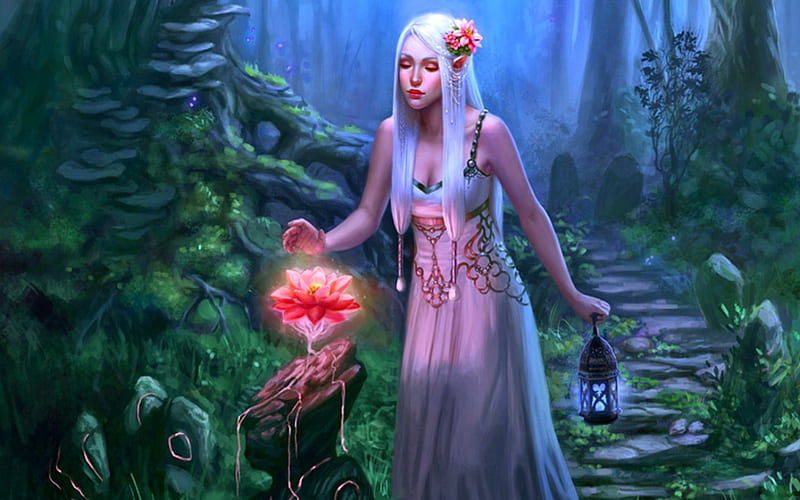 Ancient Secrets Forest Fantasy Lotus Elf Magic Women Hd Wallpaper Peakpx 