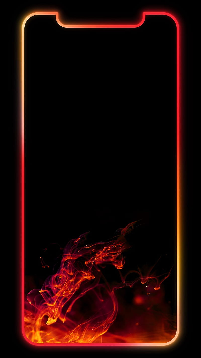Fire, black, burn, edge, edges, flame, flames, iphone, lines, HD phone wallpaper