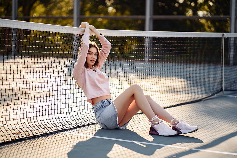 Girl In Tennis Court, girls, model, tennis, HD wallpaper