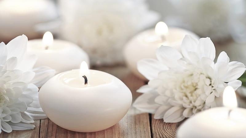 Pure Calm, round, fire, flame, bright, flowers, white, purity, candles, HD  wallpaper | Peakpx