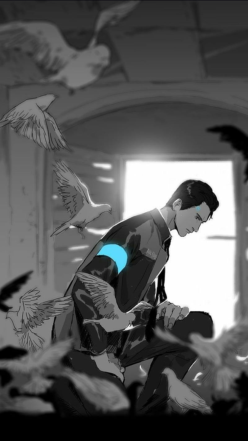 Detective, android, connor, cyberlife, dbh, detroit, detroit become human, pigeon, rk 800, rk800, robot, HD phone wallpaper