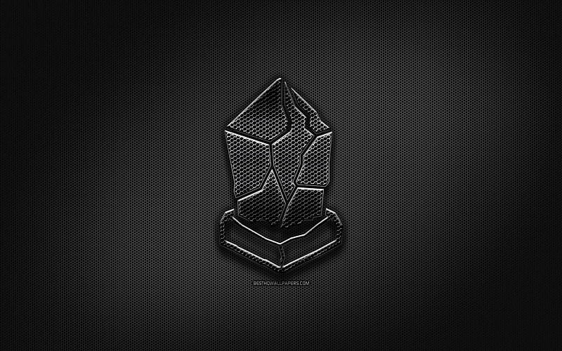 Lisk black logo, cryptocurrency, grid metal background, Lisk, artwork, creative, cryptocurrency signs, Lisk logo, HD wallpaper